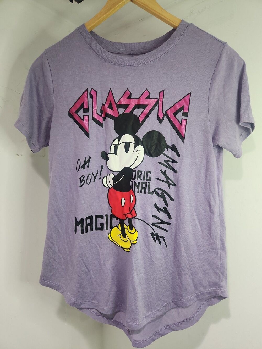 Classic Mickey Mouse Retro Logo T shirt Size M Color Purple F83